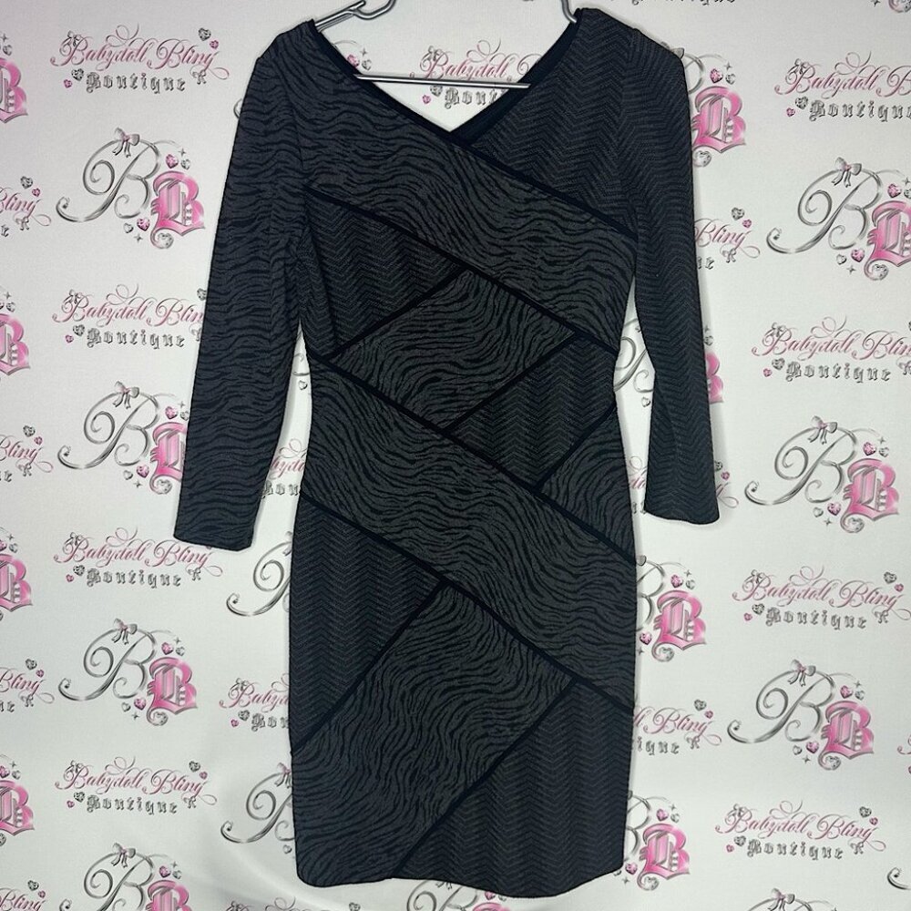 Bcbgmaxazria dress patch pattern stripe Elegant Black Patterned Dress bodycon
